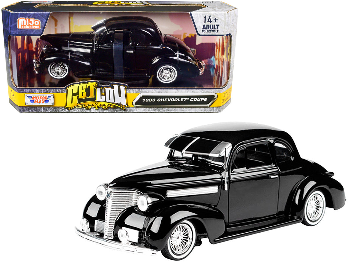 1939 Chevrolet Coupe Lowrider Black 'Get Low' Series 1/24 Diecast Model Car by Motormax