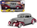 1939 Chevrolet Coupe Lowrider Gray and Red Metallic 'Get Low' Series 1/24 Diecast Model Car by Motormax