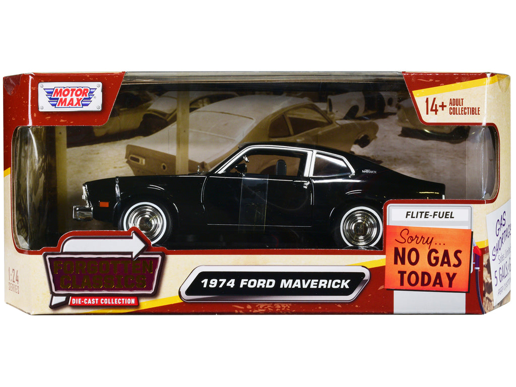 1974 Ford Maverick Black 'Forgotten Classics' Series 1/24 Diecast Model Car by Motormax