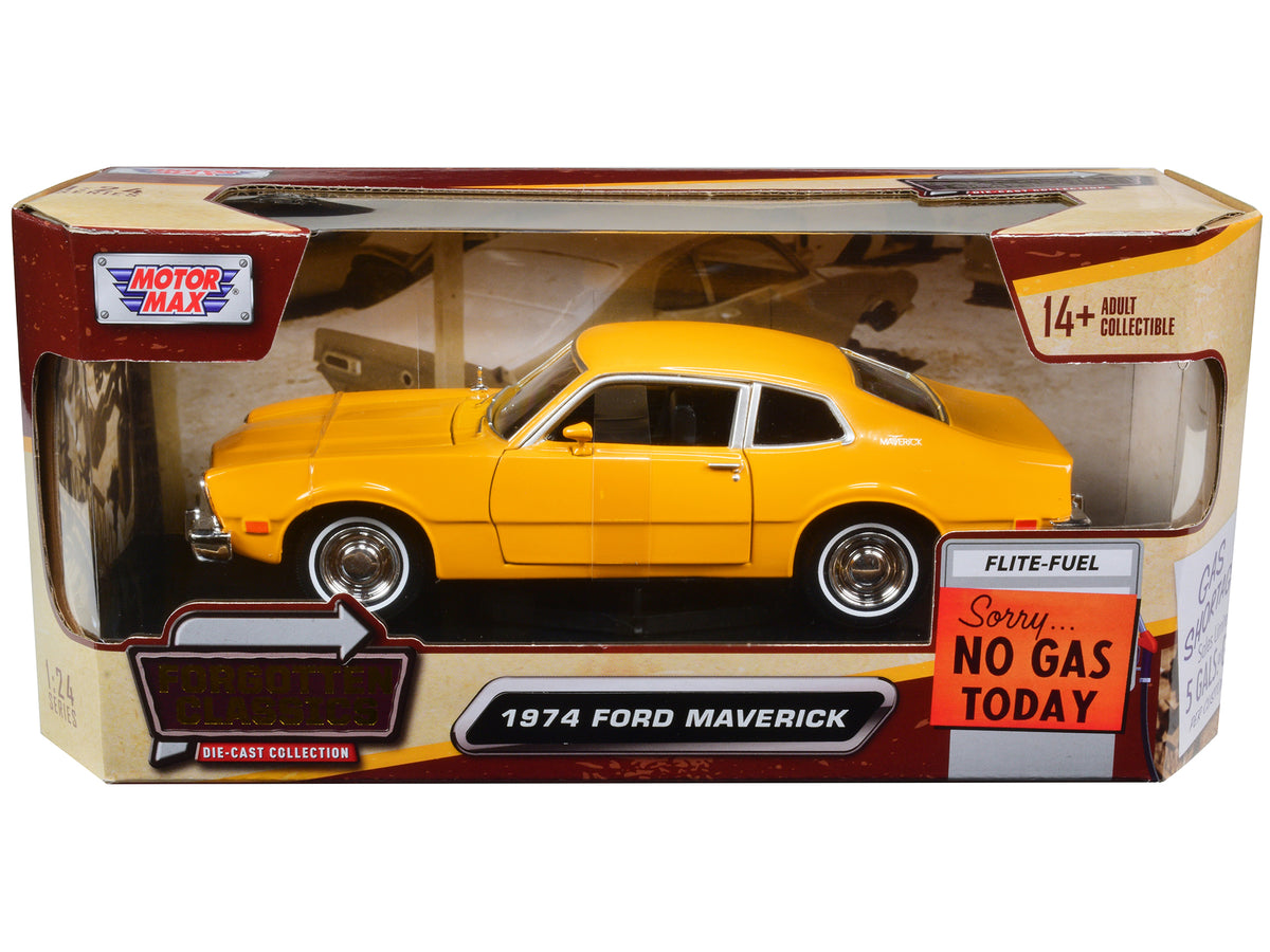 1974 Ford Maverick Yellow 'Forgotten Classics' 1/24 Diecast Model Car by Motormax