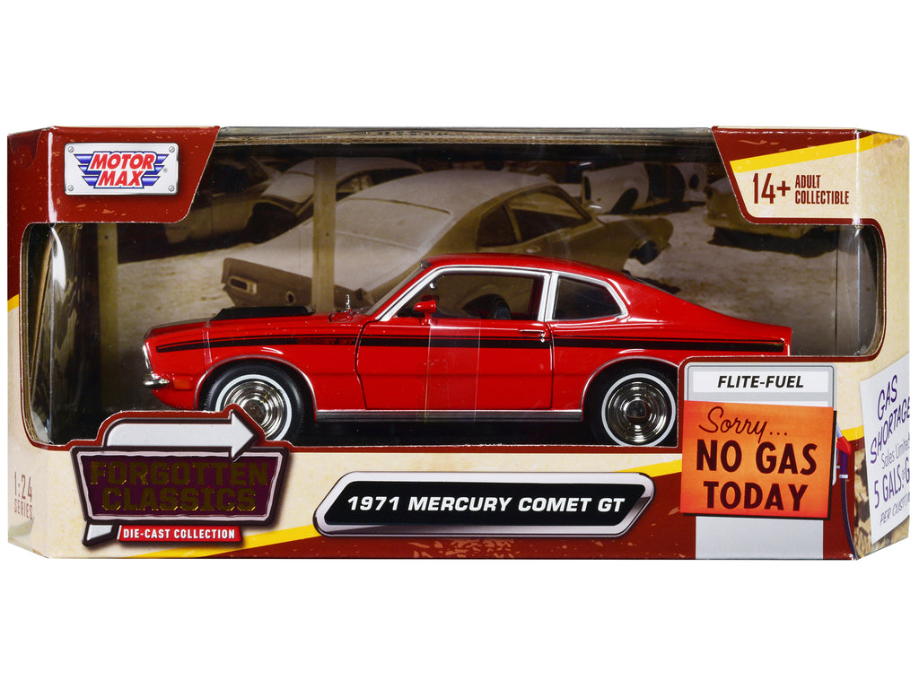 1971 Mercury Comet GT Red with Black Stripes 'Forgotten Classics' Series 1/24 Diecast Model Car by Motormax