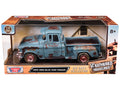 1955 GMC Blue Chip Pickup Truck Matt Blue (Rusted) 'Weathered Treasures' Series 1/24 Diecast Model Car by Motormax