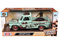 1966 Chevrolet C10 Fleetside Pickup Truck Light Green (Rusted) 'Weathered Treasures' Series 1/24 Diecast Model Car by Motormax
