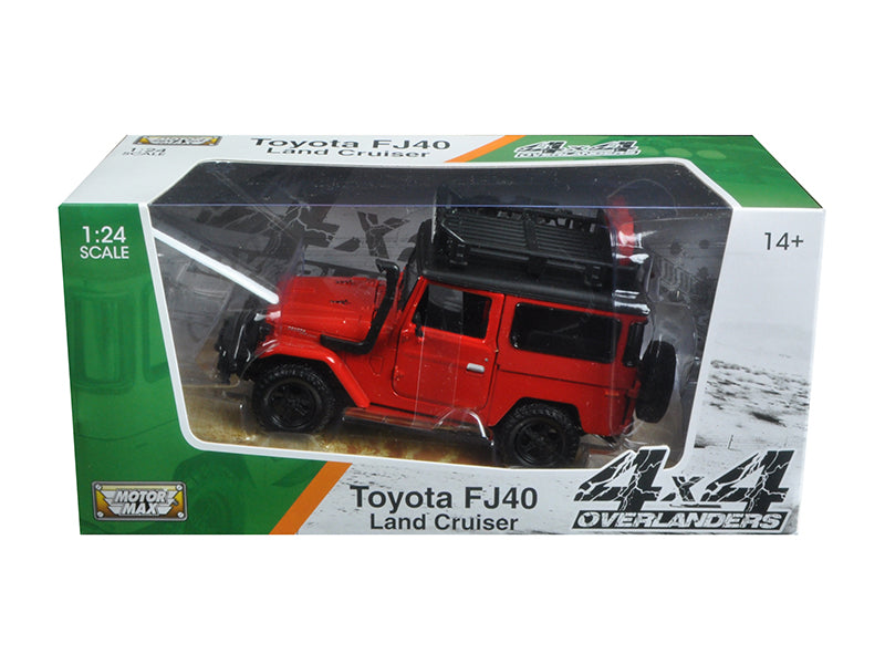Toyota FJ40 Land Cruiser Red '4x4 Overlanders' Series 1/24 Diecast Model Car by Motormax