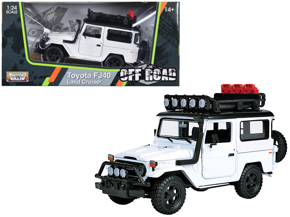 Toyota FJ40 Land Cruiser White '4x4 Overlanders' Series 1/24 Diecast Model Car by Motormax