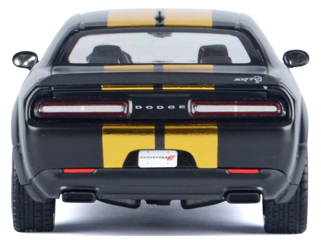 2018 Dodge Challenger SRT Hellcat Widebody Matt Black with Gold Stripes and Graphics 'Midnight Eclipse' Series 1/24 Diecast Model Car by Motormax