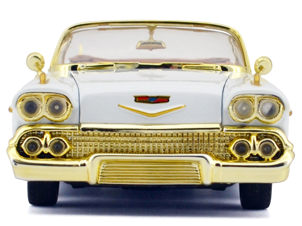 1958 Chevrolet Impala White Metallic with Gold Accents 'Luxe Legends' Series 1/24 Diecast Model Car by Motormax