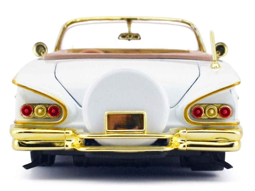 1958 Chevrolet Impala White Metallic with Gold Accents 'Luxe Legends' Series 1/24 Diecast Model Car by Motormax