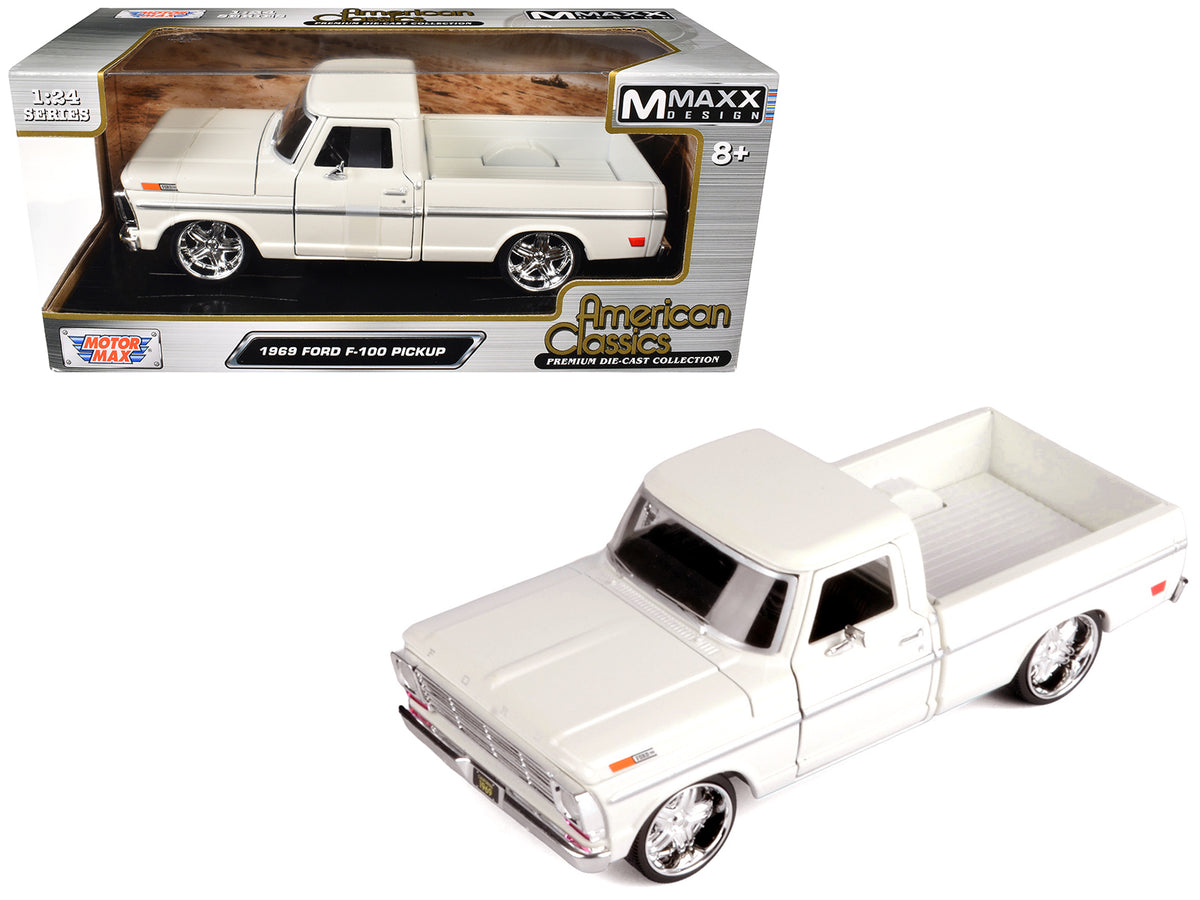 1969 Ford F-100 Pickup Truck Cream 'Maxx Design' Series 1/24 Diecast Model Car by Motormax