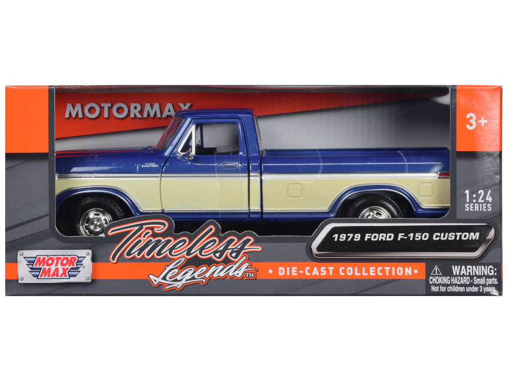 1979 Ford F-150 Pickup Truck 2 Tone Blue/Cream 1/24 Diecast Model Car by Motormax