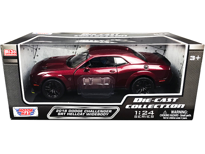 2018 Dodge Challenger SRT Hellcat Widebody Burgundy Metallic 'Die-Cast Collection' Series 1/24 Diecast Model Car by Motormax