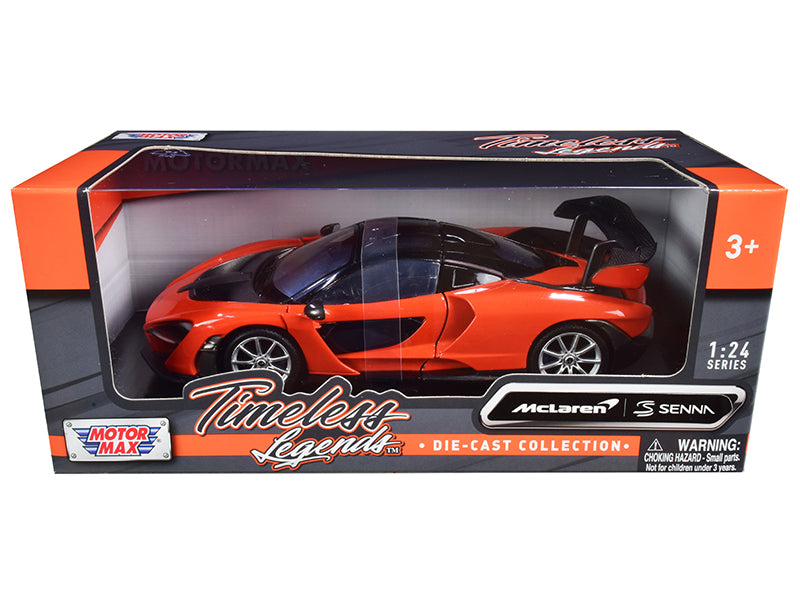 McLaren Senna Orange Metallic and Black 'Timeless Legends' 1/24 Diecast Model Car by Motormax