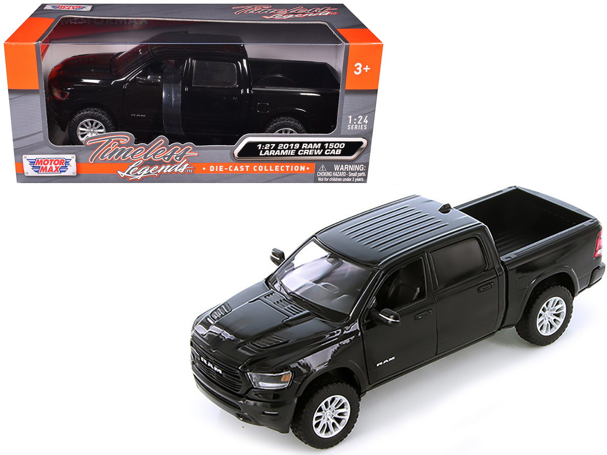 2019 RAM 1500 Laramie Crew Cab Pickup Truck Black 1/24 Diecast Model Car by Motormax