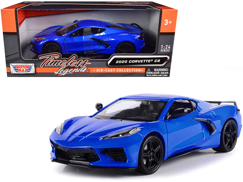 2020 Chevrolet Corvette C8 Stingray Blue Metallic 'Timeless Legends' 1/24 Diecast Model Car by Motormax