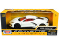 2020 Chevrolet Corvette C8 Stingray White with Red Interior 'History of Corvette' Series 1/24 Diecast Model Car by Motormax