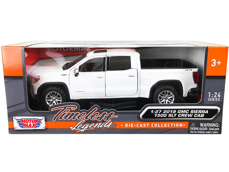 2019 GMC Sierra 1500 SLT Crew Cab 4x4 Pickup Truck with Sunroof White 'Timeless Legends' Series 1/24-1/27 Diecast Model Car by Motormax