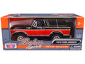 1978 Ford Bronco Ranger XLT with Spare Tire Black and Red 'Timeless Legends' Series 1/24 Diecast Model Car by Motormax