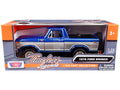 1978 Ford Bronco Ranger XLT (Open Top) with Spare Tire Blue Metallic and Silver 'Timeless Legends' Series 1/24 Diecast Model Car by Motormax