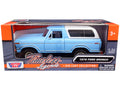 1978 Ford Bronco Custom Light Blue and White 'Timeless Legends' Series 1/24 Diecast Model Car by Motormax