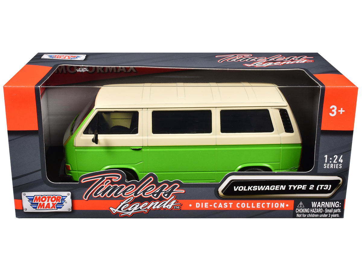Volkswagen Type 2 (T3) Van Green and Beige 'Timeless Legends' Series 1/24 Diecast Model Car by Motormax