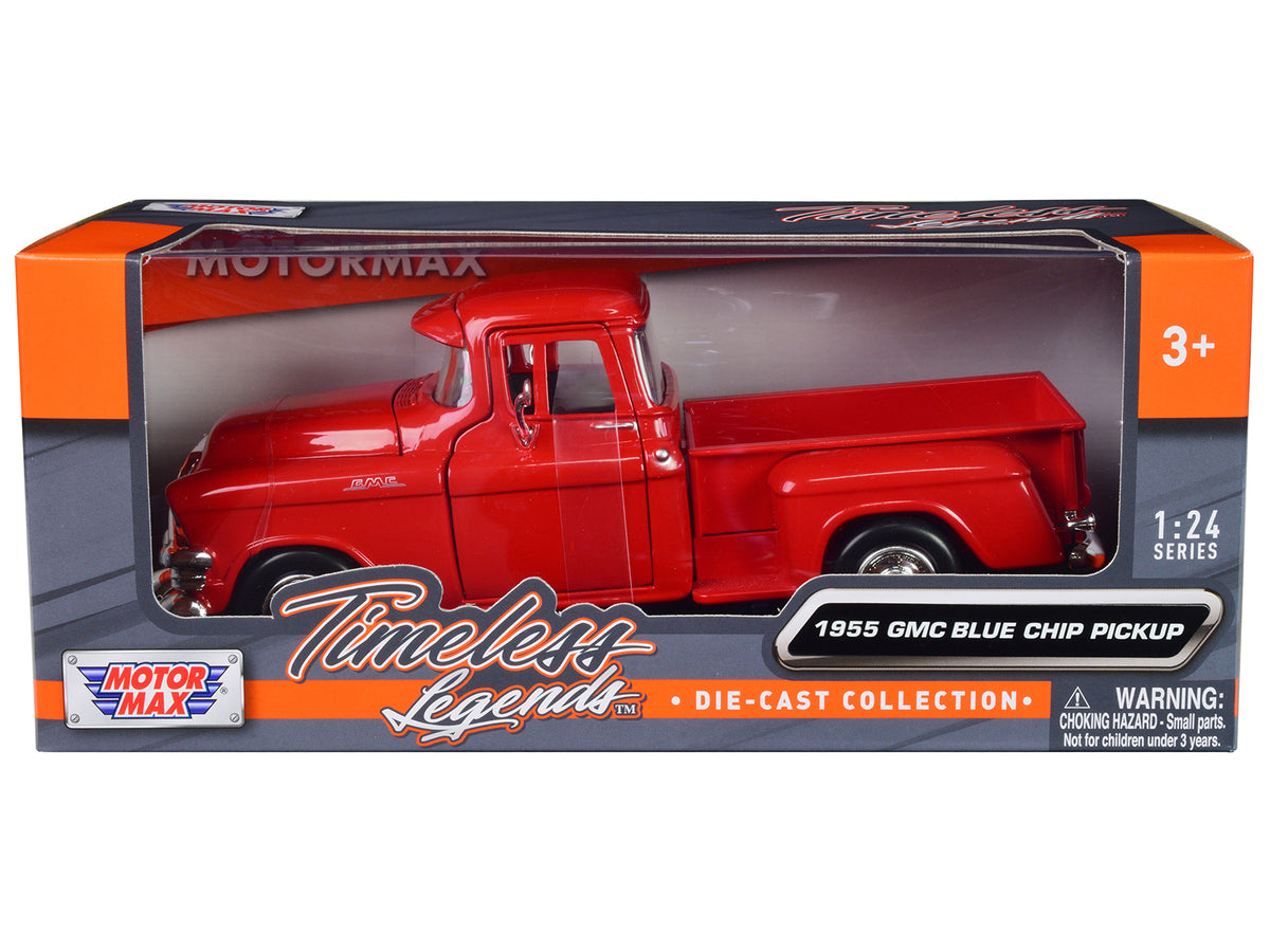 1955 GMC Blue Chip Pickup Truck Red 'Timeless Legends' Series 1/24 Diecast Model Car by Motormax