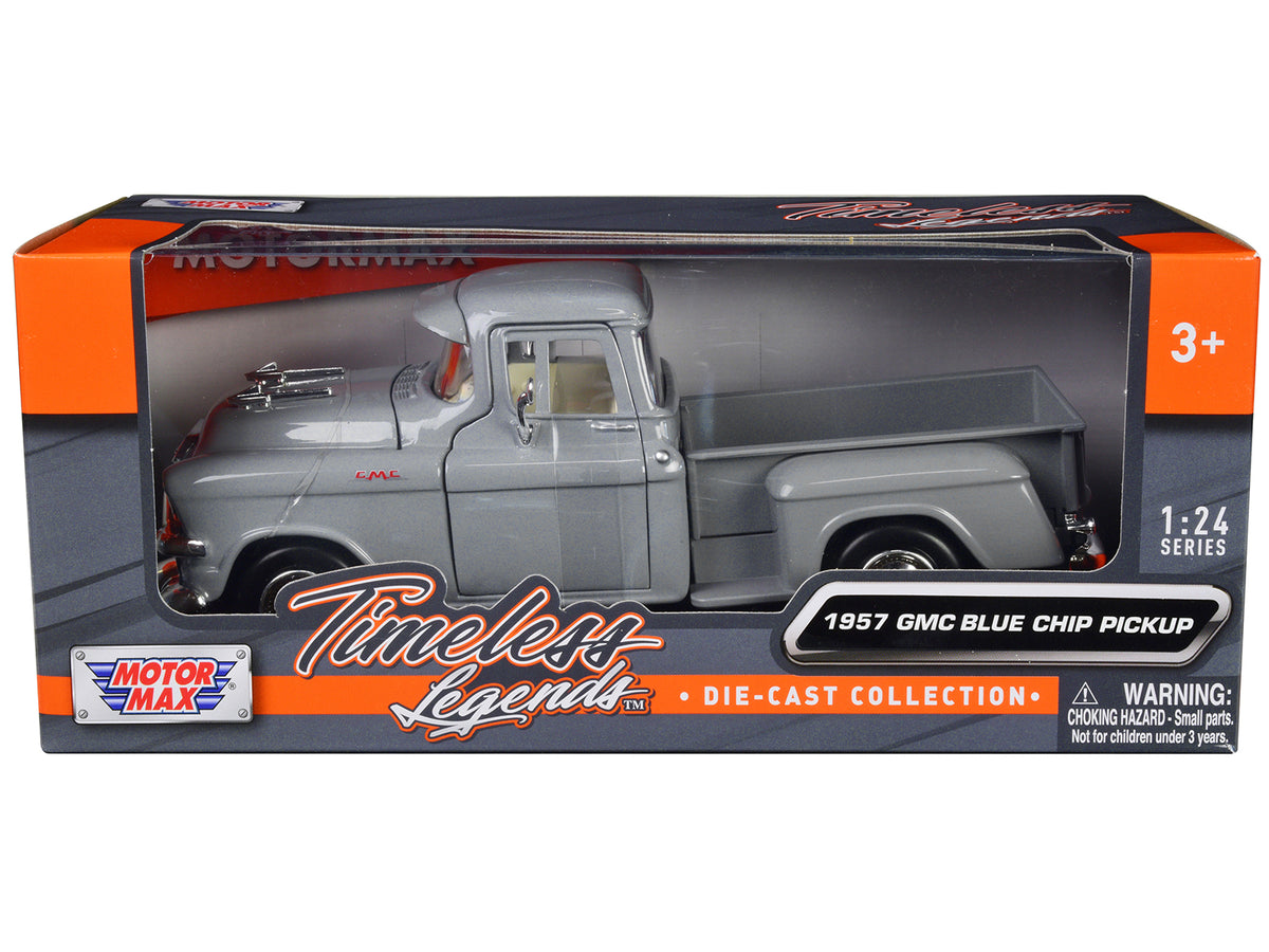 1957 GMC Blue Chip Pickup Truck Gray 'Timeless Legends' Series 1/24 Diecast Model Car by Motormax