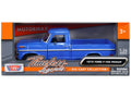 1972 Ford F-100 Pickup Truck Blue 'Timeless Legends' Series 1/24 Diecast Model Car by Motormax