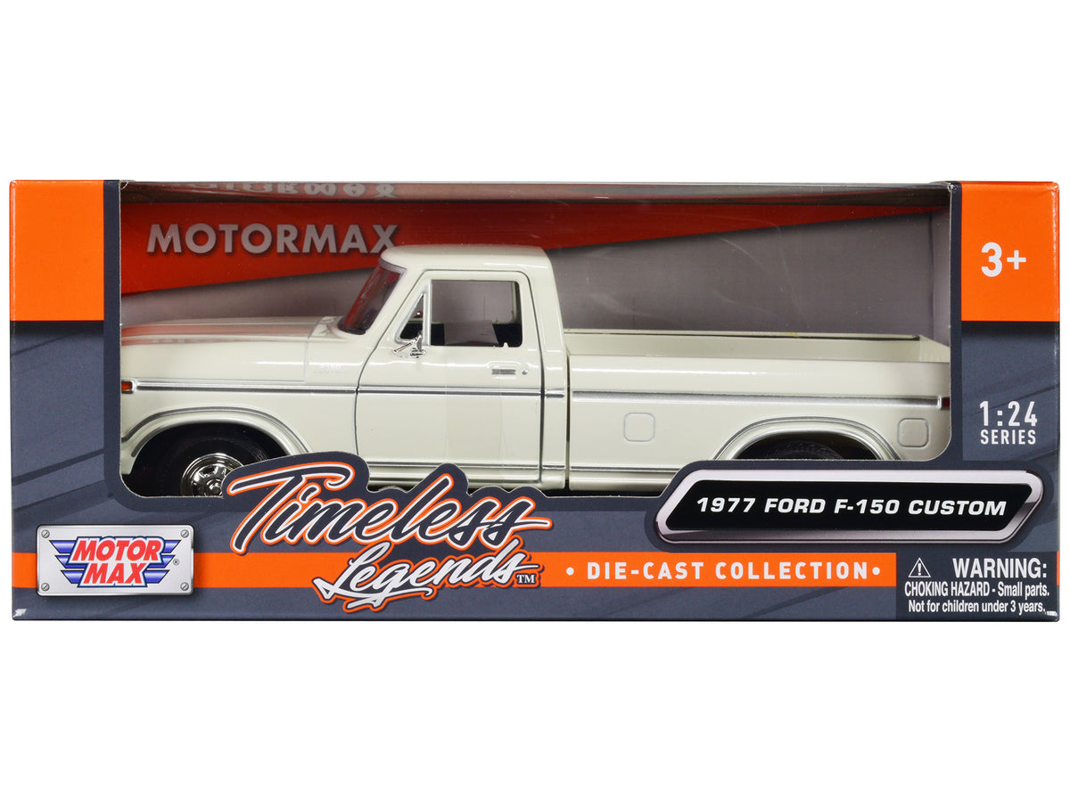 1977 Ford F-150 Custom Pickup Truck White 'Timeless Legends' Series 1/24 Diecast Model Car by Motormax