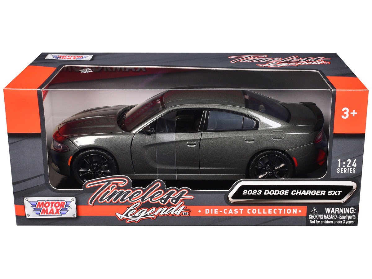 2023 Dodge Charger SXT Gray Metallic 'Timeless Legends' Series 1/24 Diecast Model Car by Motormax