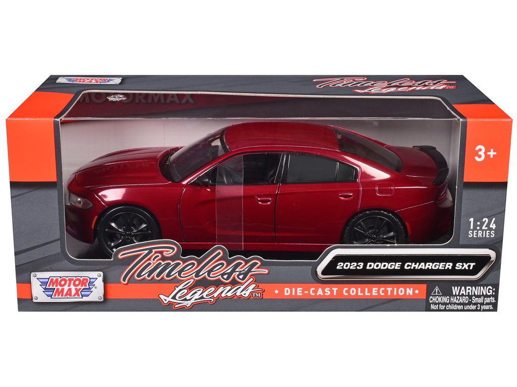 2023 Dodge Charger SXT Red Metallic 'Timeless Legends' Series 1/24 Diecast Model Car by Motormax