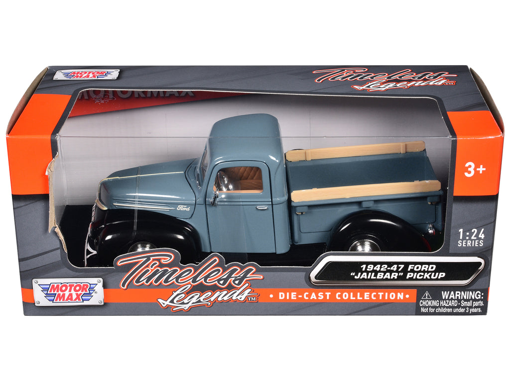 1942-47 Ford 'Jailbar' Pickup Truck Blue and Black 'Timeless Legends' Series 1/24 Diecast Model Car by Motormax