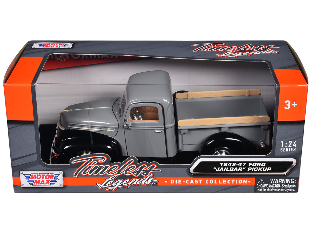 1942-47 Ford 'Jailbar' Pickup Truck Gray and Black 'Timeless Legends' Series 1/24 Diecast Model Car by Motormax