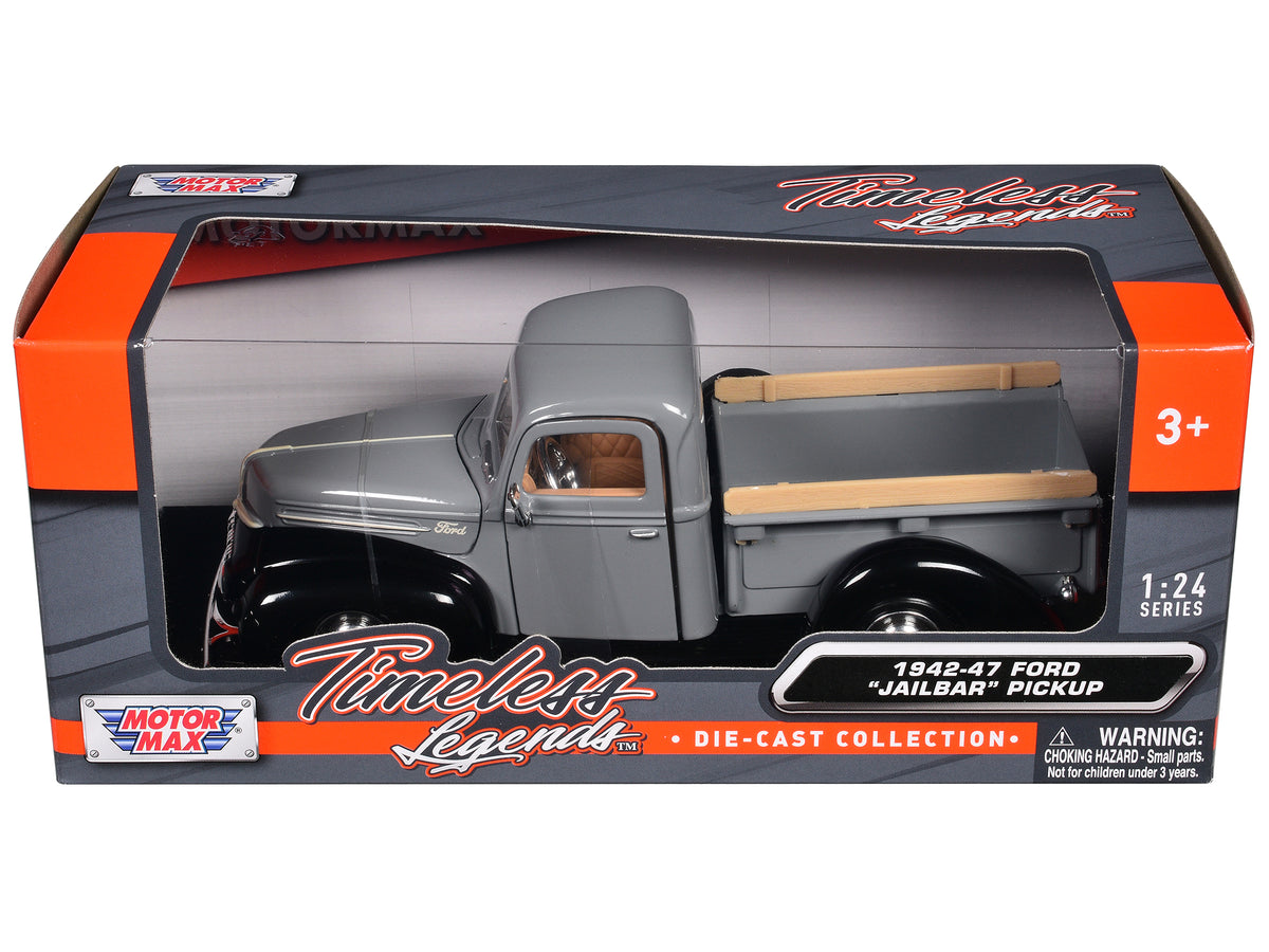 1942-47 Ford 'Jailbar' Pickup Truck Gray and Black 'Timeless Legends' Series 1/24 Diecast Model Car by Motormax