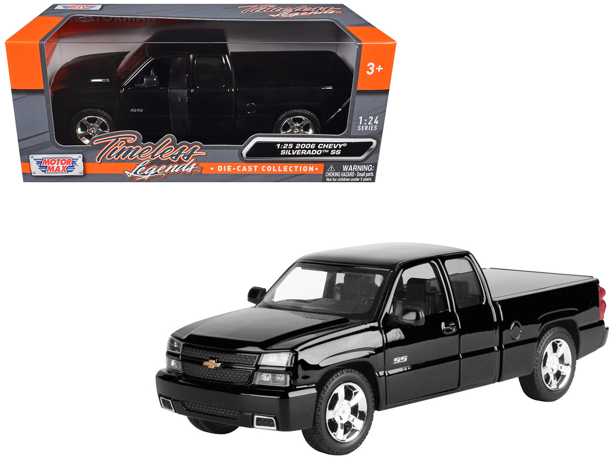 2006 Chevrolet Silverado SS Pickup Truck Black 'Timeless Legends' Series 1/25 Diecast Model Car by Motormax