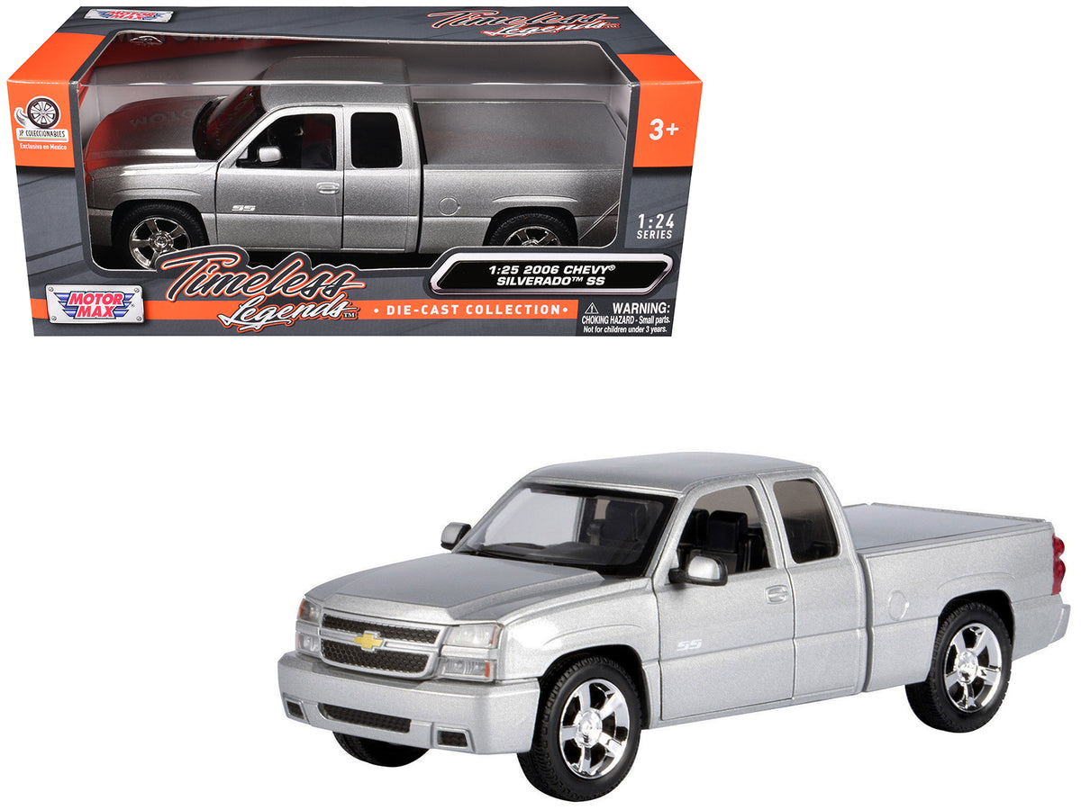 2006 Chevrolet Silverado SS Pickup Truck Silver Metallic 'Timeless Legends' Series 1/25 Diecast Model Car by Motormax