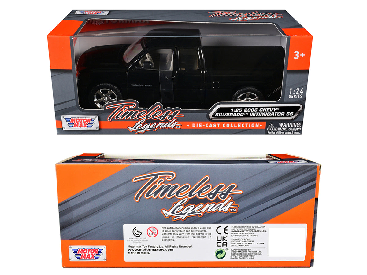 2006 Chevrolet Silverado Intimidator SS Pickup Truck Black 'Timeless Legends' Series 1/25 Diecast Model Car by Motormax