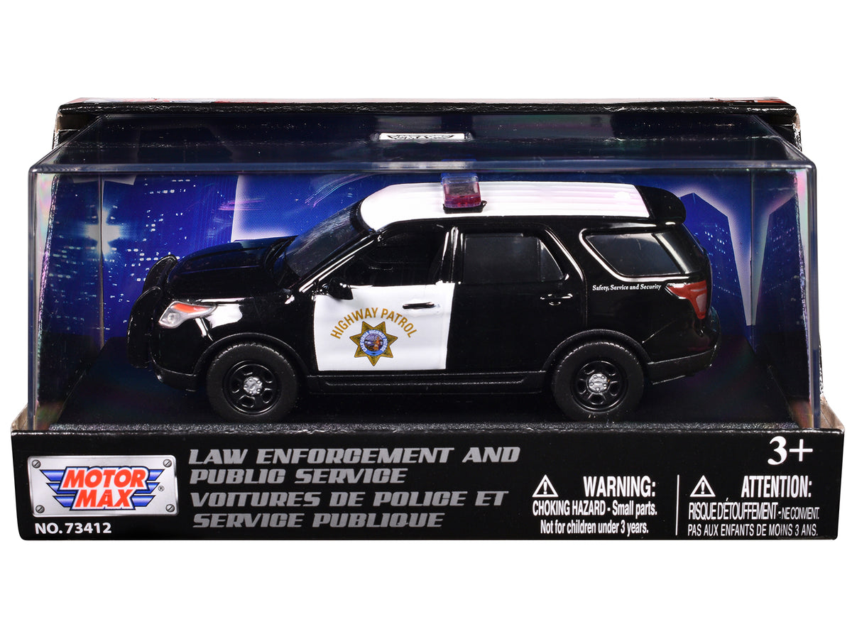 2015 Ford Police Interceptor Utility 'California Highway Patrol' Black and White 'Law Enforcement and Public Service' Series 1/43 Diecast Model Car by Motormax