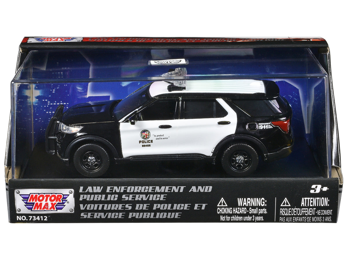 2022 Ford Police Interceptor Utility 'LAPD (Los Angeles Police Department)' Black and White 'Law Enforcement and Public Service' Series 1/43 Diecast Model Car by Motormax