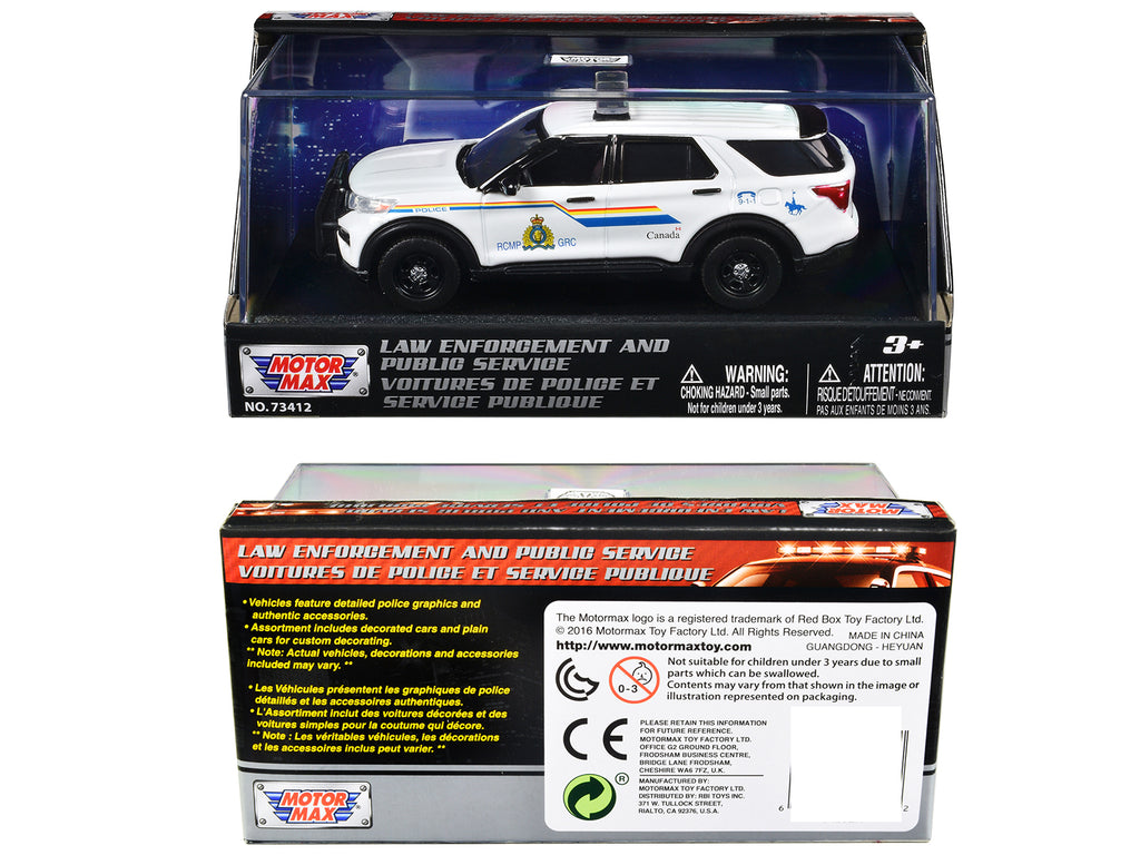 2022 Ford Police Interceptor Utility 'RCMP (Royal Canadian Mounted Police)' White 'Law Enforcement and Public Service' Series 1/43 Diecast Model Car by Motormax