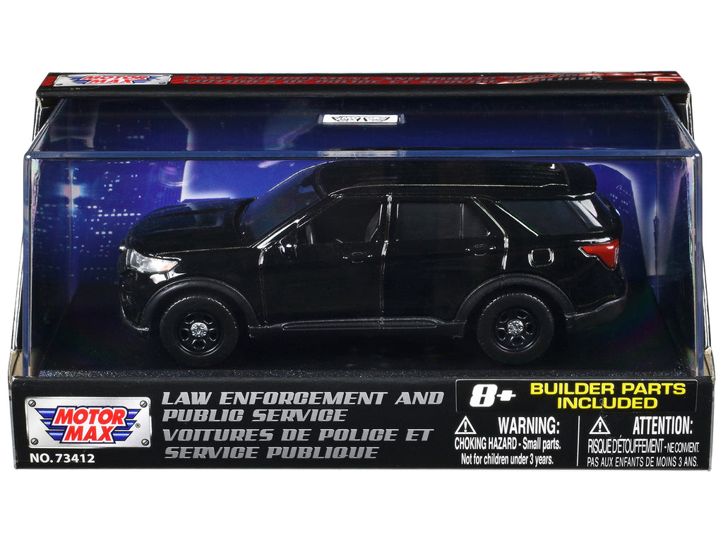 2022 Ford Police Interceptor Utility Black Unmarked 'Custom Builder's Kit' 'Law Enforcement and Public Service' Series 1/43 Diecast Model Car by Motormax