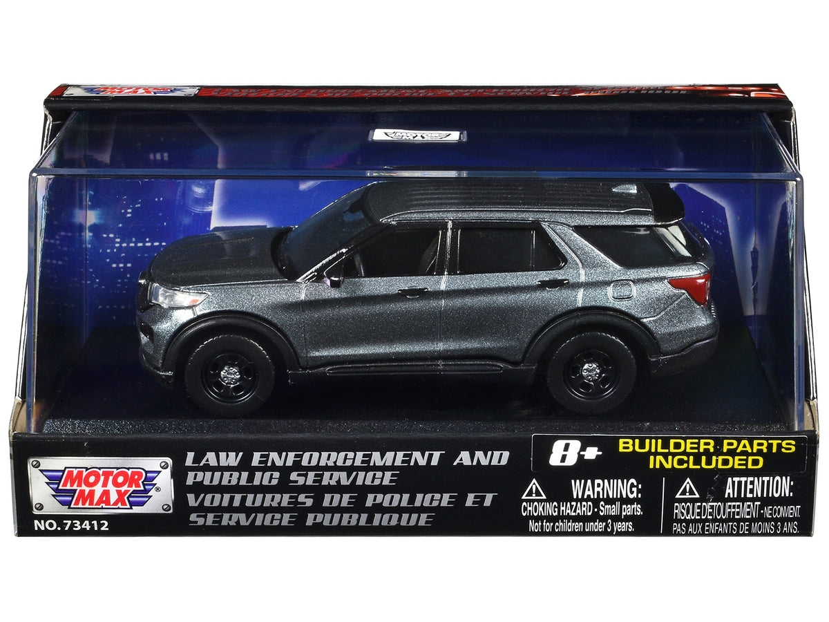 2022 Ford Police Interceptor Utility Gray Metallic Unmarked 'Custom Builder's Kit' 'Law Enforcement and Public Service' Series 1/43 Diecast Model Car by Motormax
