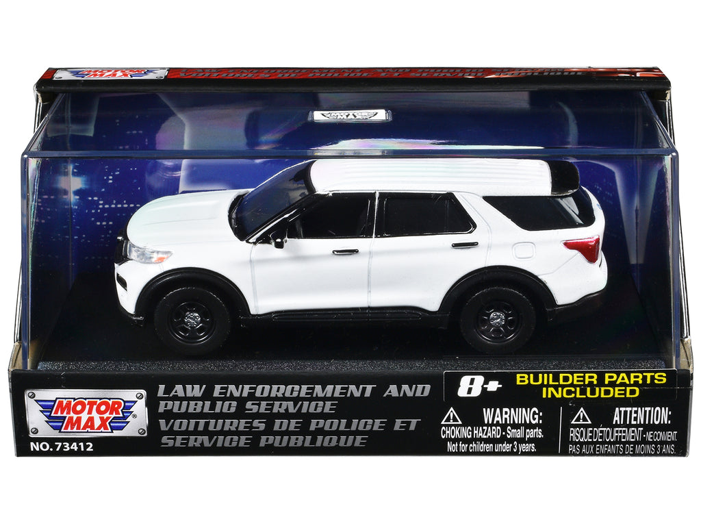 2022 Ford Police Interceptor Utility White Unmarked 'Custom Builder's Kit' 'Law Enforcement and Public Service' Series 1/43 Diecast Model Car by Motormax
