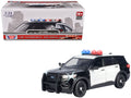 2022 Ford Police Interceptor Utility Black and White 'Builder's Kit' with Flashing Light Bar and Front and Rear Lights and Sounds 1/24 Diecast Model Car by Motormax