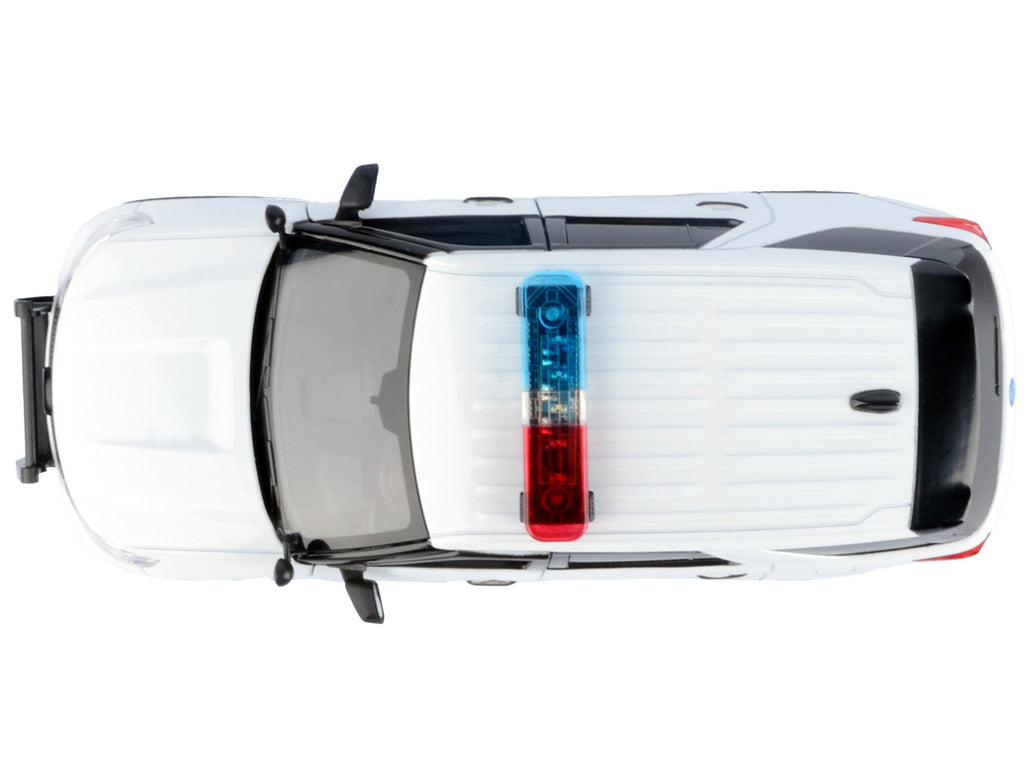 2022 Ford Police Interceptor Utility Plain White 'Builder's Kit' with Flashing Light Bar and Front and Rear Lights and Sounds 1/24 Diecast Model Car by Motormax