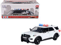 2022 Ford Police Interceptor Utility Plain White 'Builder's Kit' with Flashing Light Bar and Front and Rear Lights and Sounds 1/24 Diecast Model Car by Motormax