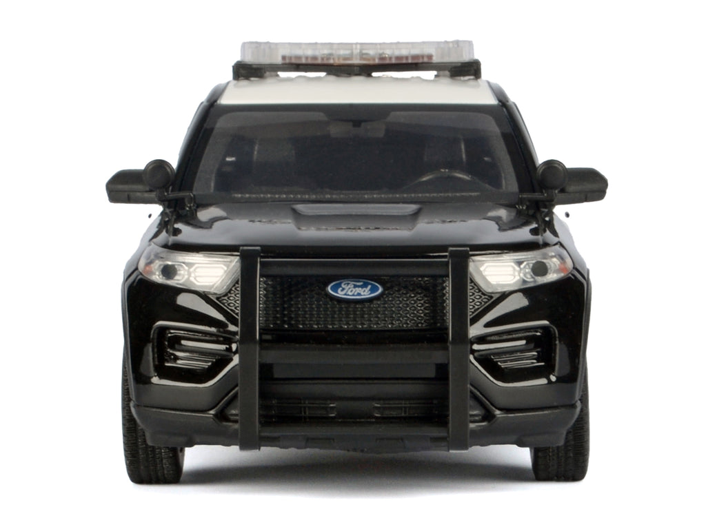 2022 Ford Police Interceptor Utility Black and White 'Los Angeles Police Department (LAPD)' with Flashing Light Bar and Front and Rear Lights and Sounds 1/24 Diecast Model Car by Motormax