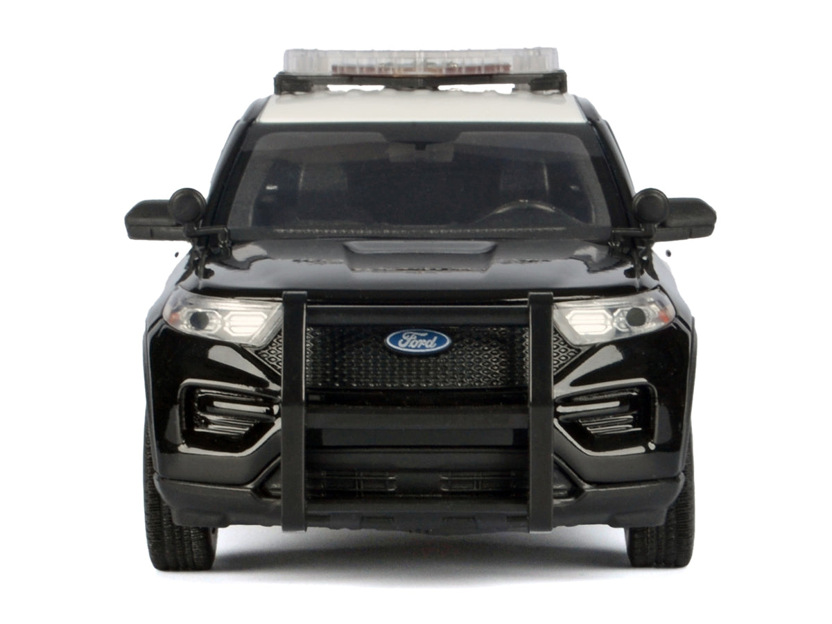 2022 Ford Police Interceptor Utility Black and White 'Los Angeles Police Department (LAPD)' with Flashing Light Bar and Front and Rear Lights and Sounds 1/24 Diecast Model Car by Motormax