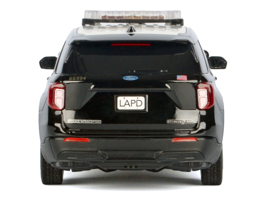2022 Ford Police Interceptor Utility Black and White 'Los Angeles Police Department (LAPD)' with Flashing Light Bar and Front and Rear Lights and Sounds 1/24 Diecast Model Car by Motormax