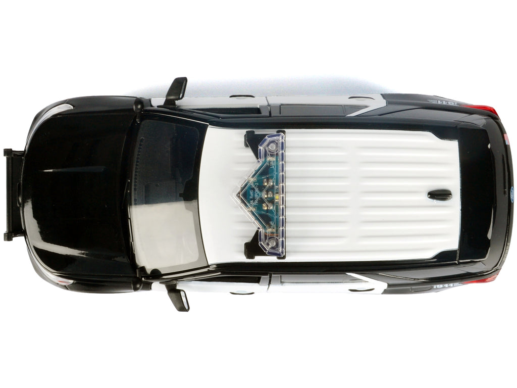 2022 Ford Police Interceptor Utility Black and White 'Los Angeles Police Department (LAPD)' with Flashing Light Bar and Front and Rear Lights and Sounds 1/24 Diecast Model Car by Motormax