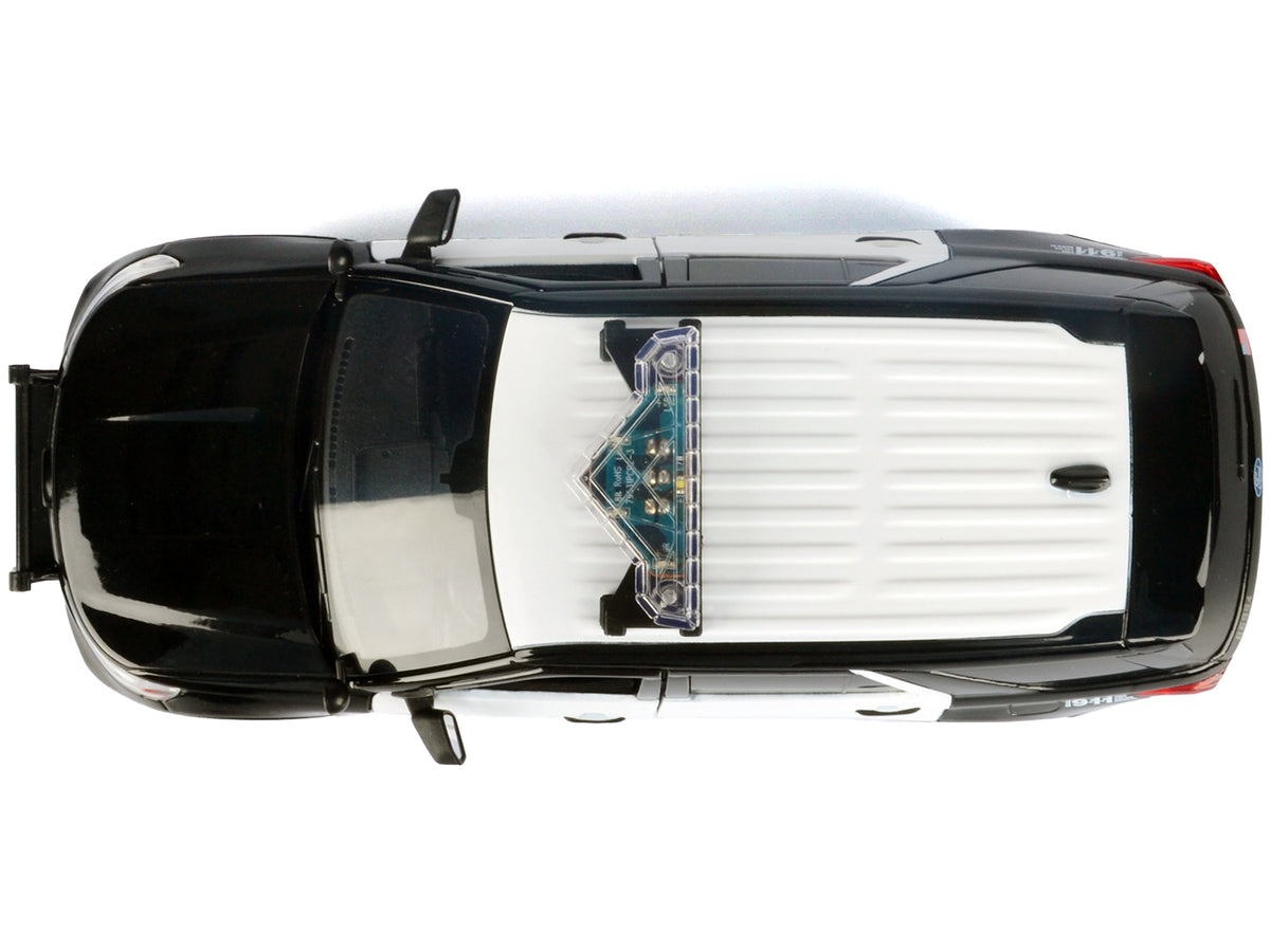 2022 Ford Police Interceptor Utility Black and White 'Los Angeles Police Department (LAPD)' with Flashing Light Bar and Front and Rear Lights and Sounds 1/24 Diecast Model Car by Motormax